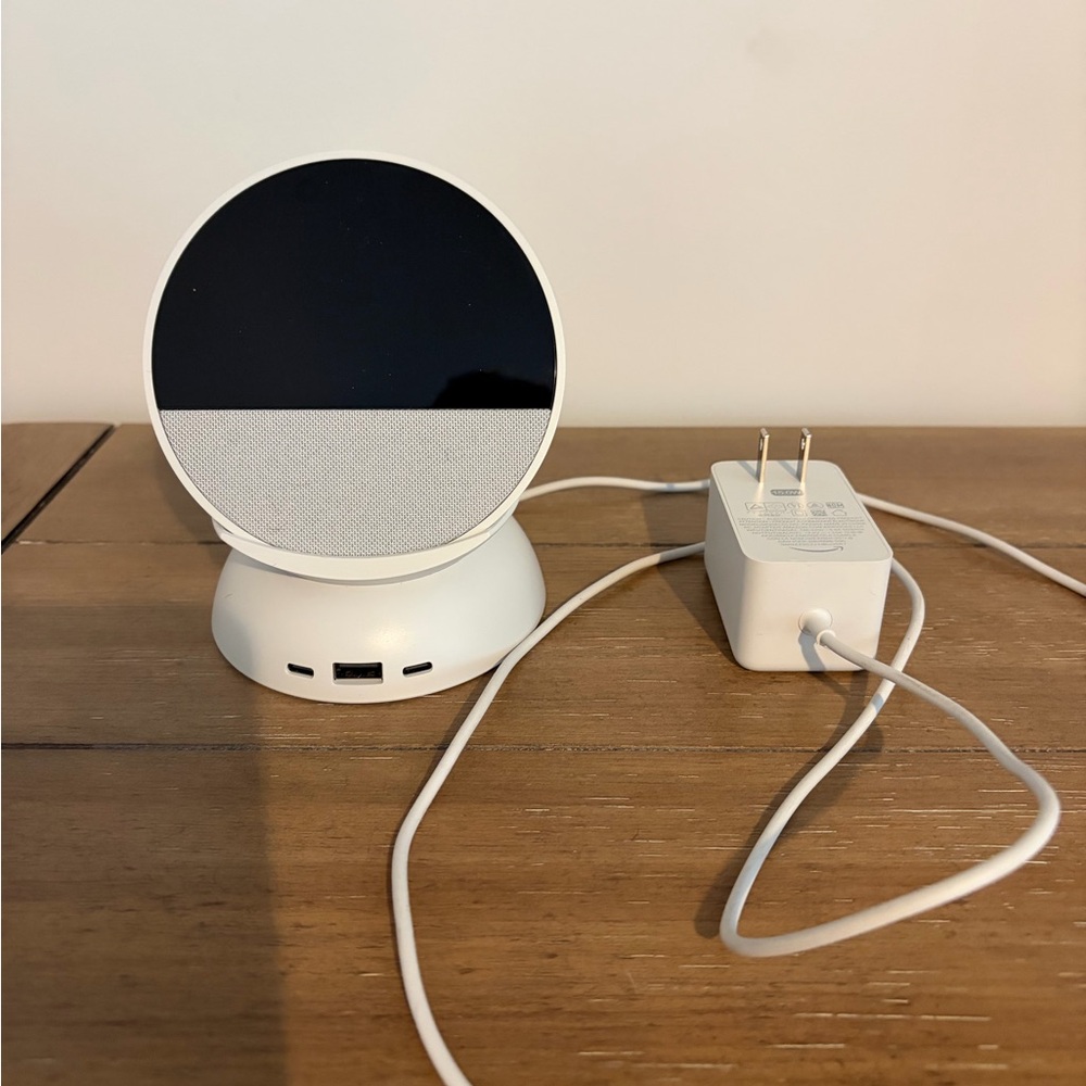 Glacier White Amazon Echo Spot with Charger